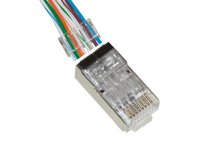 Confezione 100 Connettori 8 Poli Cat 5E Schermato Rj45 Con Inserto Per Cavo Flessibile
