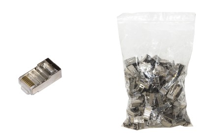 Confezione 100 Connettori 8 Poli Cat 5E Schermato Rj45 Flessibile