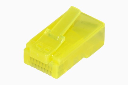 Confezione 100 Connettori 8 Poli Cat 5E Utp Non Schermato Rj45 Giallo Per Cavo Flessibile