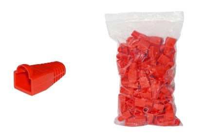 Confezione 100 Copriconnettori 6Mm Per Plug Rj45 8 Poli Cavo Cat 5E- 6 Rossi