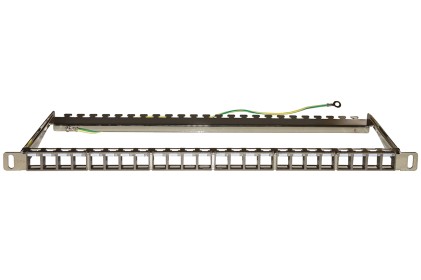 Pannello Patch Vuoto In Metallo Con Barra Supporto Posteriore 1/2 Unita&#39; Per Connettori Schermati Con Presa A Terra Viti Incluse