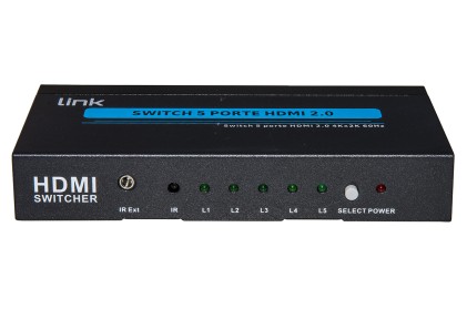 Switch 5 Porte Hdmi 2.0 4Kx2K@60Hz Con Telecomando (Un Video Con Cinque Sorgenti)