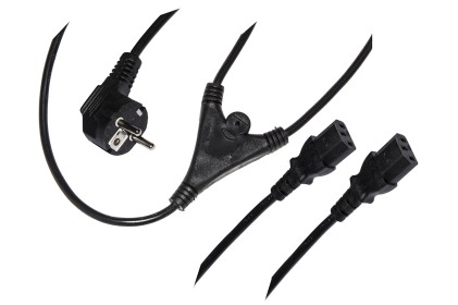 Cavo Alimentazione Da Spina Tedesca Schuko A Doppia Presa Femmina Iec C13 Mt.1,7