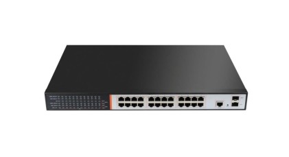 Switch Di Rete 24 Porte Gigabit Poe 300 Watt + 2 Porte Sfp Per Fibra Ottica