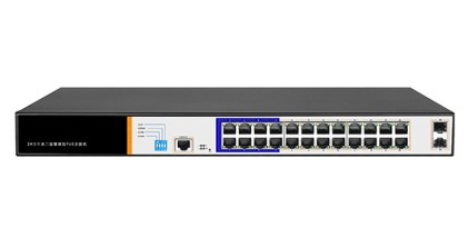 Switch Di Rete 24 Porte Gigabit Poe 300 Watt + 2 Porte Sfp E Una Porta Console Rj45 Layer 2