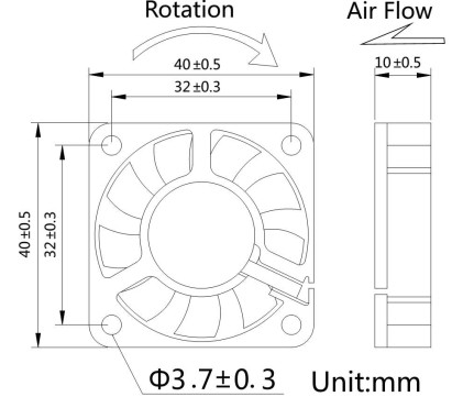 Ventola 40X40X10 12 Volt Connettore 3 Fili Con Viti Incluse