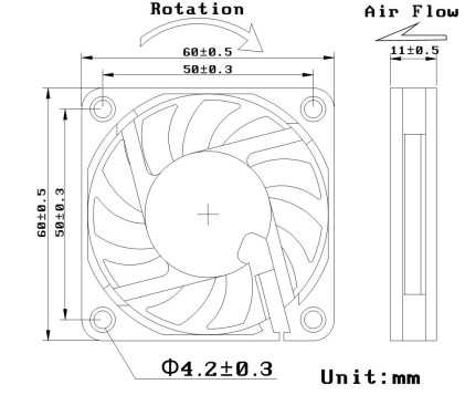 Ventola 60X60X10 12 Volt Connettore 3 Fili Con Viti Incluse