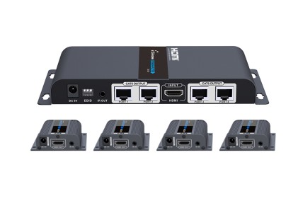 Estensore Splitter Con Un Trasmettitore Hdmi  E 4 Ricevitori  Hdmi Fino A 4 Video Tramite Cavo Di Rete Fno A 40 Metri 1920X1080@60Hz Con Edid