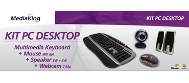 Kit MediaKing Tastiera Multimediale Mouse Casse stereo Webcam