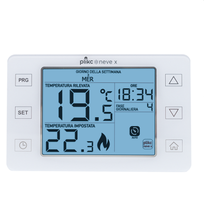Cronotermostato settimanale digitale a batterie da incasso NEVE X - Made in ITALY