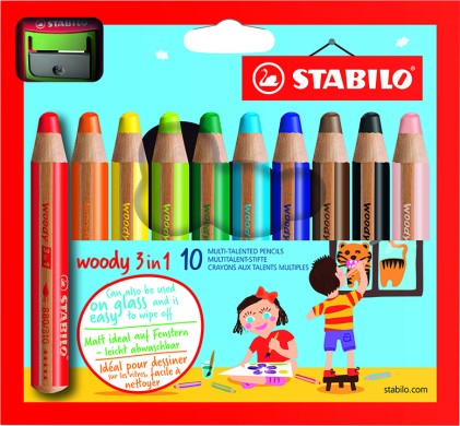 Stabilo Pastelli 3 in 1 woody 10pz + temperino
