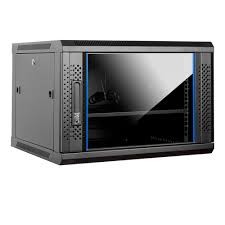 Aiten Data AI6409 Pensile 9U profondità 450 - Porta in vetro - Blocco di sicurezza - Include vassoio fisso e ventola da 120 mm - Colore nero
