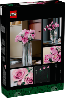 LEGO Botanicals Bouquet di Rose Rosa - Costruzioni per Adulti di Fiori Finti - Include 12 Rose Artificiali e 4 Rametti di Gipsofila per la Decorazione di Casa e Ufficio - Idea Regalo Fai da Te - 10374