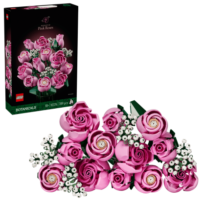 LEGO Botanicals Bouquet di Rose Rosa - Costruzioni per Adulti di Fiori Finti - Include 12 Rose Artificiali e 4 Rametti di Gipsofila per la Decorazione di Casa e Ufficio - Idea Regalo Fai da Te - 10374