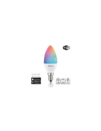 Lampadina LED Elbat Smart Wi-Fi C37 E14 5W 470lm RGB - Temperatura da 2700K a 6000K - Controllo vocale - Telecomando - 3 modalit&agrave; colore: Freddo, Naturale e Caldo