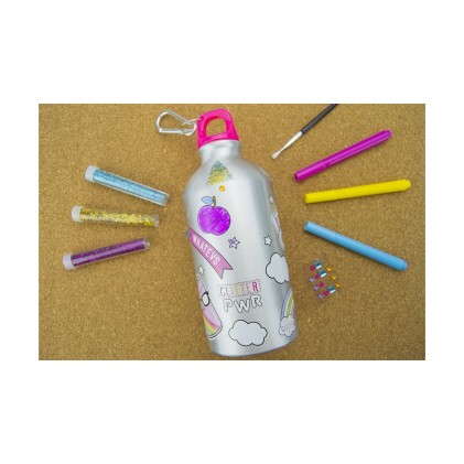 Bottiglia Decorabile per Liquidi Jocca - Corpo in Alluminio - Capacit&agrave; 500ml - Include un Set di Design per Decorarla