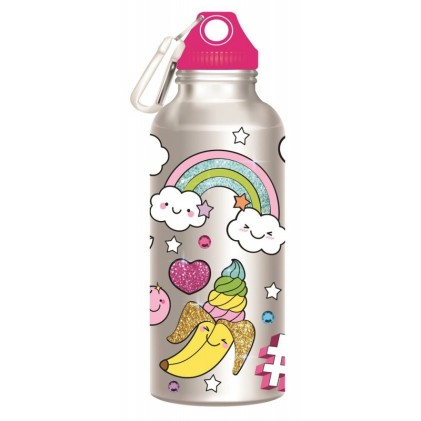 Bottiglia Decorabile per Liquidi Jocca - Corpo in Alluminio - Capacit&agrave; 500ml - Include un Set di Design per Decorarla