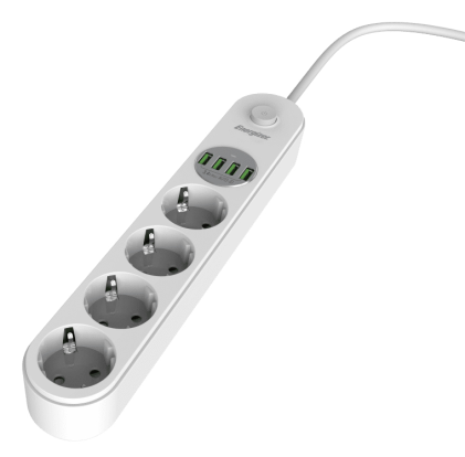 Presa Multipla Energizer 4 Eu Plug + 4 Usb A Con Interruttore