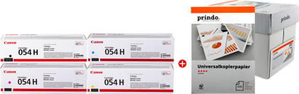 Canon Value Pack nero / ciano / magenta / giallo 054H MCVP + Prindo carta universale 2500 fogli 10000 pagine