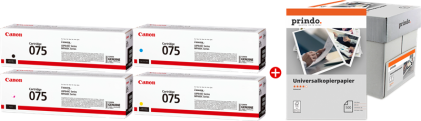 Canon 075 MCVP nero / ciano / magenta / giallo / Bianco Value Pack (+ Prindo Universal Papier 2500 Blatt)