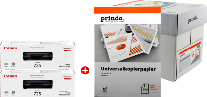 Canon Value Pack nero / Bianco 725 MCVP + Prindo carta universale 500 fogli