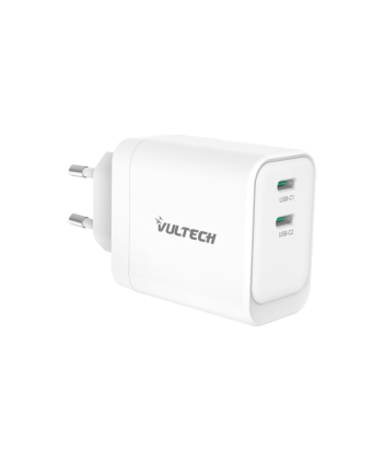 Vultech Caricatore Adattatore Universale, 2 X Type-C, Pd45 Gan Pps 45W, Bianco Compatto
