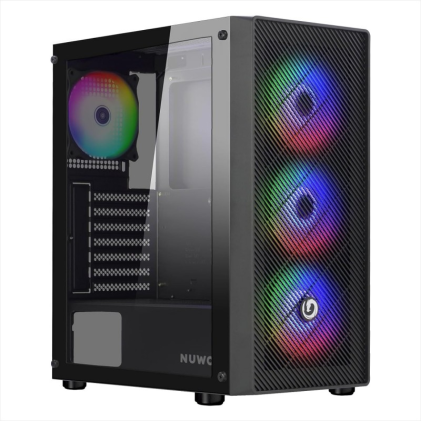Nuwo Case Atx Rodan R603 Nero 0.5Mm Spcc, 3 Usb3.0/2.0 4, Fan Argb Front Rete E Side Glass