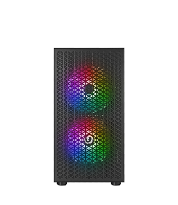 Nuwo Micro Case Atx Blitz R27 0.5Mm Spcc Usb3.0/2.0 3 Fan 12Cm Argb Rainbow Front Glass Side Glass N