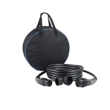 Daze Cavo di Ricarica per Stazione di Ricarica Trifase 32A Lunghezza 5m Tipo 2-Tipo 2 Colore Grigio con Sacca Porta Cavi