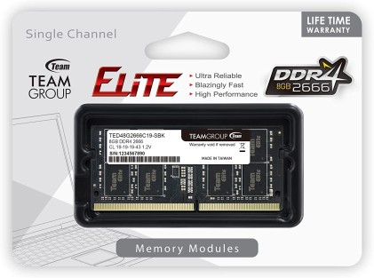 DDR4 8GB PC 2666 Team Elite TED48G2666C19016  4 chip