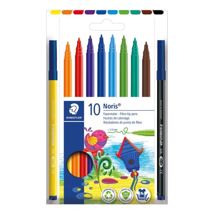 Staedtler 326 Confezione da 10 pennarelli con punta in fibra - Corsa 1,0 mm circa - Resistente alla pressione - Inchiostro a base d acqua anti-essiccamento - Colori assortiti