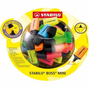 Stabilo Boss Mini espositore con 50 pennarelli fluorescenti - Linea tra 2 e 5 mm - Inchiostro a base d acqua - Anti-essiccazione - Colori assortiti