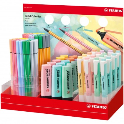 Stabilo Display Pastel Collection di 111 Penne e Pennarelli Fluorescenti - 15 Boss, 16 Swing Cool, 40 Point 88 e 40 Pen 68 - Colori Assortiti