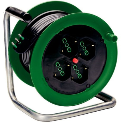 Rocchetto Avvolgicavo Mt 10 Con Spina Ita Tripolare 16A E 4 Prese Universali