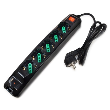 Tecnoware Power Cleaner Input Schuko - 5 Output Ita/Schuko + Usb-A, Usb-C