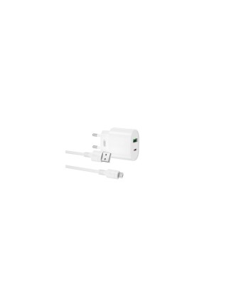 XO L81ATC Caricabatterie Tipo C e USB QC 3.0 20W + Cavo Micro USB - Ricarica Rapida - Uscita con Protezione Smart - Colore Bianco
