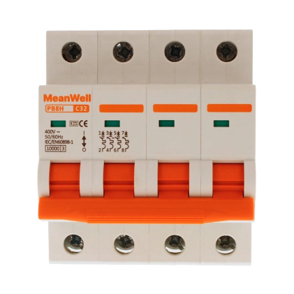 Interruttore Magnetetermico Meanwell Curva C 4P 4M 10Ka C32A Ac 400V Ip20 Iec60898