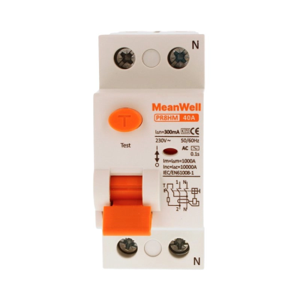 Differenziale Puro Meanwell Tipo Ac 1P+N 2M 10Ka 300Ma 40A 230V