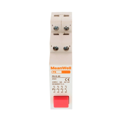 Pulsante Con Spia Luce Led Meanwell Rosso 1M 4No 16A Ac 230V Ip20 Iec60947