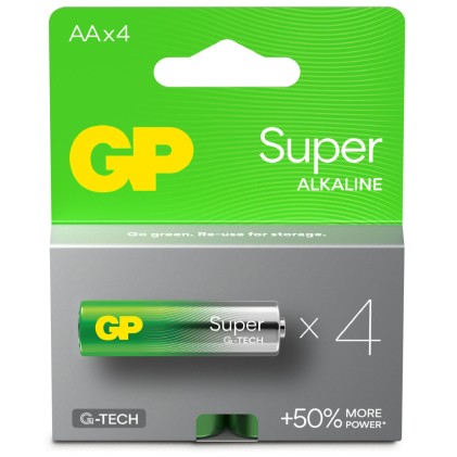 GP Battery Batteria Super Alcalina 1,5V Stilo AA / 15A-2U4 / LR6 (Confezione 4 Pezzi)