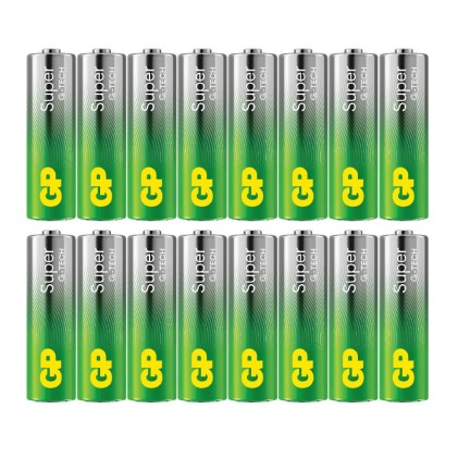 GP Battery Batteria Super Alcalina 1,5V Stilo AA / 15A / LR6 (Confezione 16 Pezzi)