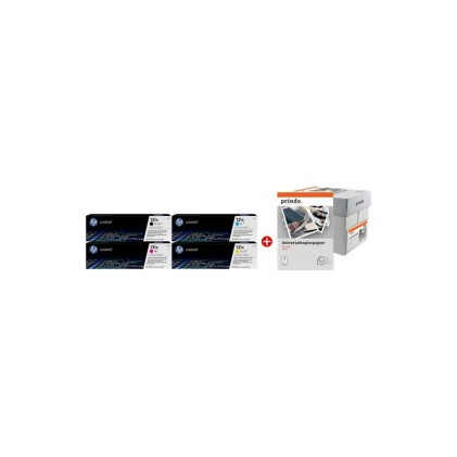 ORIGINALE HP Value Pack nero / ciano / magenta / giallo / Bianco 131A MCVP 01 + Prindo Universal Papier 2500 Blatt 6920 pagine
