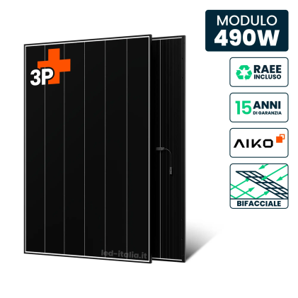 AIKO Pannello Solare 490W TIER-1 N-Type ABC Bifacciale Black Frame 1762x1134x30mm