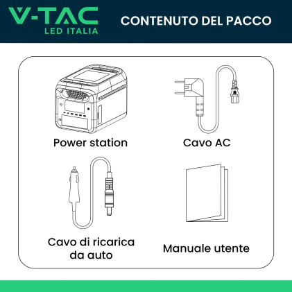 V-TAC Power Station 1800W 1229Wh LiFePO4 UPS Ricarica Solare e App WiFi