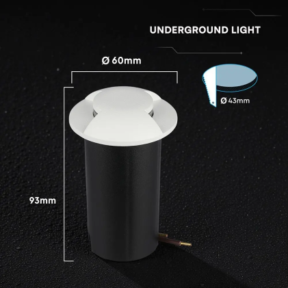 V-TAC Faretto LED Segnapasso Rotondo da Incasso 1W in Alluminio Bianco 6400K IP67