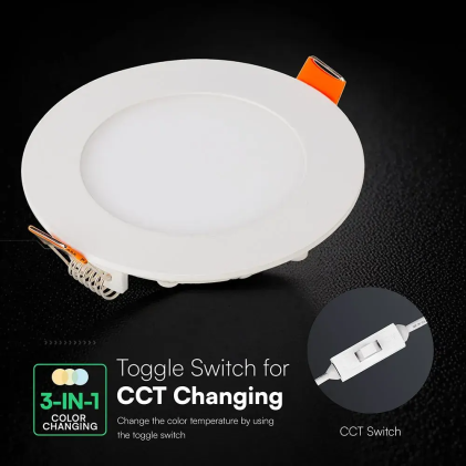 V-TAC PRO Mini Pannello LED Chip CREE 6W Rotondo da Incasso CCT Bianco