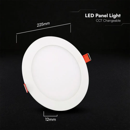 V-TAC PRO Mini Pannello LED Chip CREE 18W Rotondo da Incasso (Foro 210mm) Bianco CCT