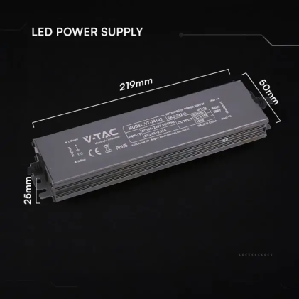 V-TAC Alimentatore LED in Metallo 100W 24V 4.15A con 1 Uscita 219x50x25mm IP67