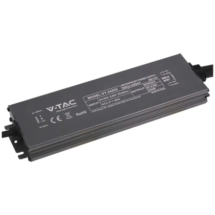 V-TAC Alimentatore LED in Metallo 200W 24V 8.25A con 1 Uscita 244x65x25mm IP67