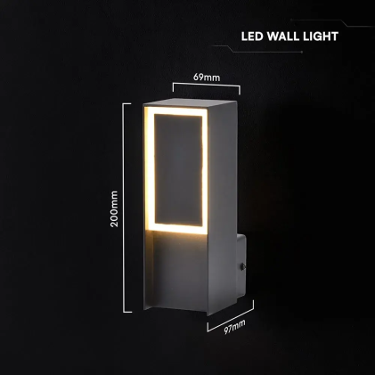 V-TAC Applique LED da Esterno 5W Rettangolare Nera 3000K IP54